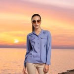 Columbia Purple Long Sleeve Hiking Shirt Womens M Button Front Omni Shade VG