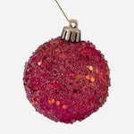 Glittery Ball Ornament Textured Christmas Tree Ornament Fuchsia Holiday Decor