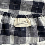 Universal Thread Women's Off Shoulder Blue White Plaid Cotton Blouse M Bubble VG