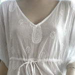 Old Navy Womens Beach Dress M White Cotton Paisley Embroidered Tunic Cover Up VG