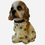 Dog Mate Sitting Cocker Spaniel Puppy Figurine Resin Statue 7" White Tan Black