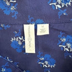 Treasure and Bond Blue Floral Viscose Button Down Long Sleeve Blouse Women M VG