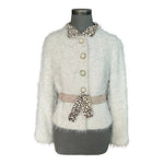 Maria Grazia Severi Wool Blend Blazer Beige Brown Bow Detail Jacket IT 44 US M