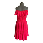 TOMMY BAHAMA Womens Dress S Fuchsia Pink Off Shoulder Ruffle Mini Rayon Modal