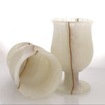 Vintage Onyx Stone Wine Glasses 2x5" Natural Stone Set Collectible NIB