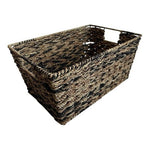 Wicker Rectangular Storage Basket 15x10x7" Brown Handles Crate Bin Organizer G+