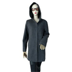 JASON KOLE Women's Charcoal Grey Wool Coat Size M Hooded Button Front Lined VG