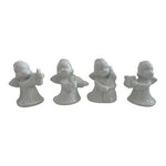 Set 4 White Ceramic Angel Musician Figurines 3" Handmade Christmas Tabletop EXC