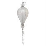 Silver Glitter Teardrop Christmas Ornament 9” Beaded Holiday Tree Decor