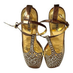 AMANDA Martini Metallic Gold Rhinestone Clear Heel Sandals Women’s 36 5.5 NIB
