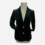 SASKIA Sport Black Velvet Gold Button Blazer Jacket Women Size 8 Japan VG