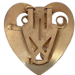 Vintage Gold Tone Heart Scarf Clip Shirt Slides Metal 1.75" Accessory