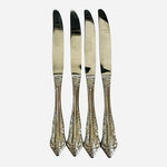 Wallace Antique Baroque Stainless Steel Dinner Knives Set of 4 Made in Indonesia
