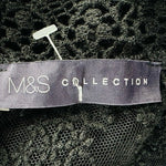 Marks & Spencer Black Lace Blouse Sheer Elegant Funnel Collar 3/4 Sleeve Size M