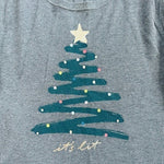 Old Navy Essential Rib Knit Long Sleeve Xmas Tree Shirt Gray Women L