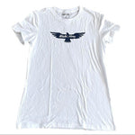 Made Here Soaring Eagle Women's Navy White T-Shirt L Cotton USA Made New