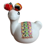 Vintage Hand Crafted Ceramic Llama Coin Bank Peru Souvenir Figurine White G+