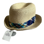 Old Navy Baby Boy Fedora Straw Hat 0-3 Months Tan Trilby Short Brim Summer NWT