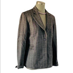 GARFIELD & MARKS Gray Purple Pinstripe Blazer Women’s Alicia Jacket S 8