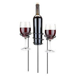 SORBUS 3-Piece Wine Stakes Picnic Set Glass & Bottle Holders Outdoor Metal NIB