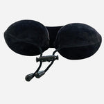 Bella Russo Black Velvet Neck Pillow 100% Polyester Travel Adjustable Unisex VG