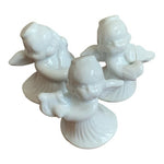 Set 4 White Ceramic Angel Musician Figurines 3" Handmade Christmas Tabletop EXC