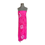 Hawaiian Tropical Sarong Pink White Floral Wrap Scarf Shawl Beach CoverUp Fringe