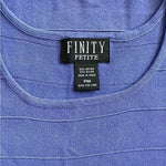 Finity Women's Lilac Blue Ribbed Tank Blouse M Petite Crew Neck Rayon Nylon VG
