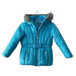 Rothschild Girls Blue Silver Dot Hooded Puffer Jacket Size 5-6 Zip Front Coat