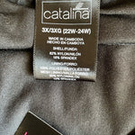 CATALINA Womens Swim Top 3X Bandeau Tank Black Multicolor Ruffle Gold Accent NWT