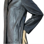 SIENA Women's Black Genuine Leather Jacket Size M Button Front Coat VG