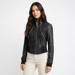 Armando Gomez Leather Windbreaker Vest Jacket Dark Blue M Italy 3-Way Style