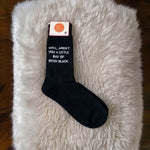 About Face Designs Funatic Funny Socks Women's 5-10 Black Crew Quote NWT