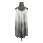 Bali Queen Women's White Grey Metallic Bead Neckline Dress Midi Rayon Adjustable