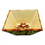Sweet Olive Designs Jane Adams 3 PC Square Bowl Set 6 Tropical Floral Ceramic VG