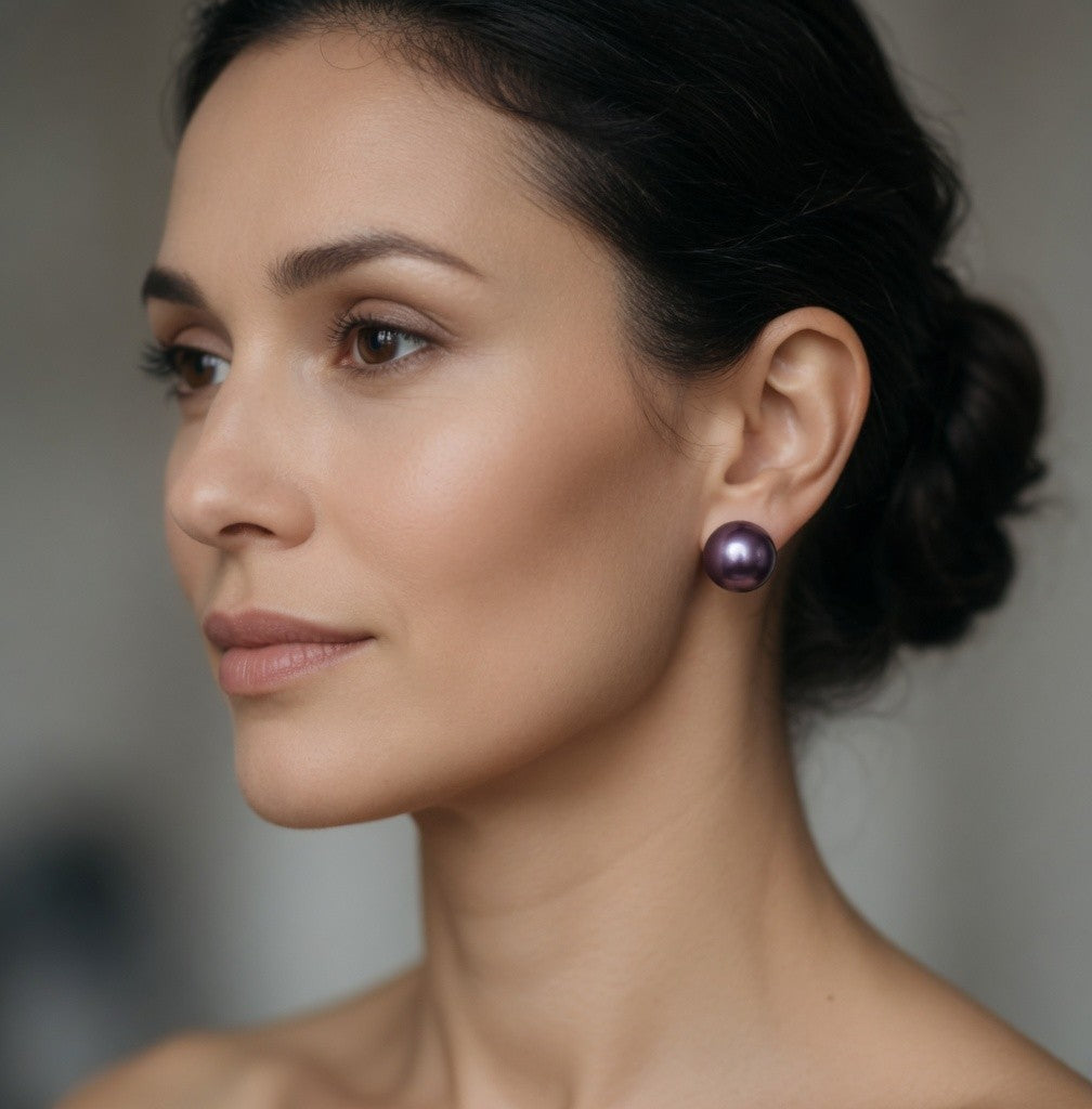 Purple Pearl Stud Earrings Women’s NWOT