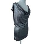 KENAR Metallic Grey Sleeveless Tank Top Scarf Collar Women L NWOT