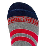 MADE HERE University No Show Grey Red Cotton Unisex Socks Sz S/M NWT Made in USA