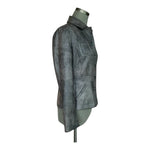 Chico's Women's Pewter Metallic Lined Blazer 0 (S) Button Front Long Sleeve EXC