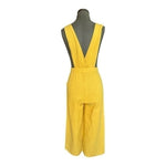 ZARA Gold Ruffled Jumpsuit XS/S Sleeveless Cropped Linen Cotton Zip Side VG