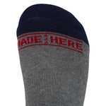 2 Pair MADEHERE Main Street Crew Heather Grey Red White Blue Cotton Unisex Socks