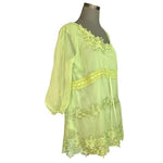 Pretty Angel Light Green Lace Embroidered Sheer Silk Women’s Blouse XL NWT