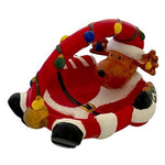 Vintage Christmas Reindeer Snowman Basket Ceramic Bowl 10"x7.5" Hand-Painted EXC