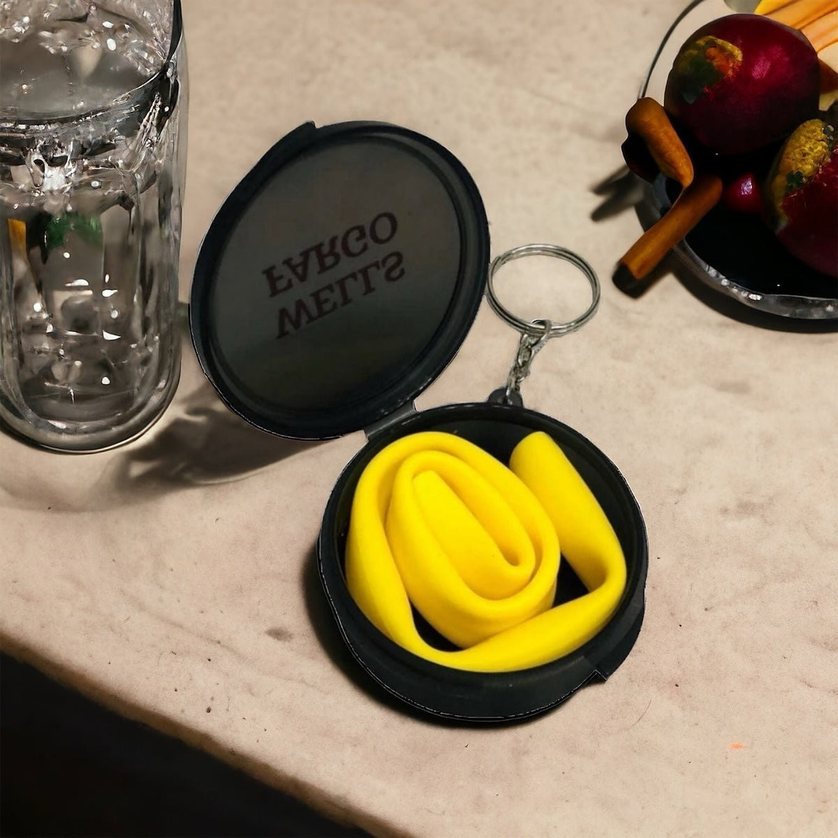 Reusable Drinks Straw Key Chain in Yellow New