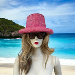 Vintage BETMAR Hot Pink Straw Bucket Hat Women Beach Sun Protection One Size