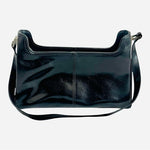 Liz Claiborne Black Patent Leatherette Shoulder Bag Glossy Medium Purse Vintage
