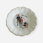 Vintage Japan Porcelain Trinket Dish Good Luck Courting Couple Cupid 4.5" VG