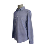 Perry Ellis Men's Blue Geo Print Button Front Shirt XXL Cotton Long Sleeve VG