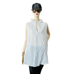 FORCYNTHIA Beachwear White Linen Cover Up M Sleeveless Hoodie Beach Tunic Top VG