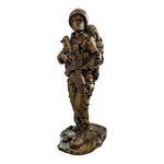 Metal Tone Fighting Soldier Statue 8" Gold Military Trooper Figurine Sculpture